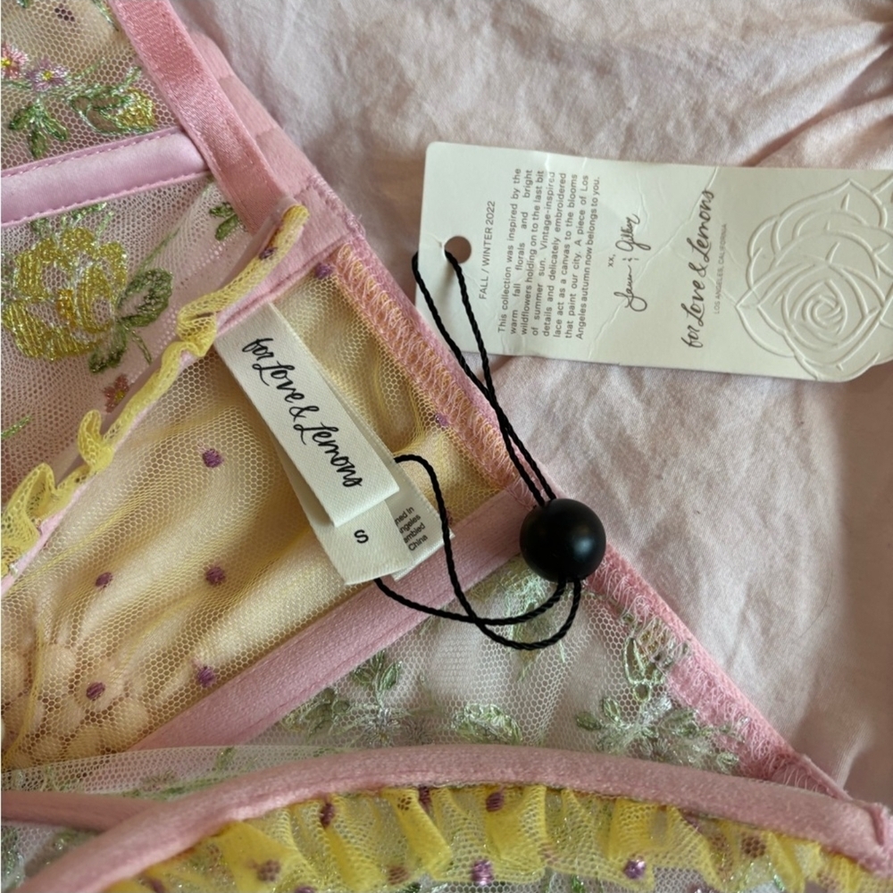 For Love And Lemons Camilla Underbust Pink and Yellow Floral Corset Bra NWOT - Picture 5 of 5